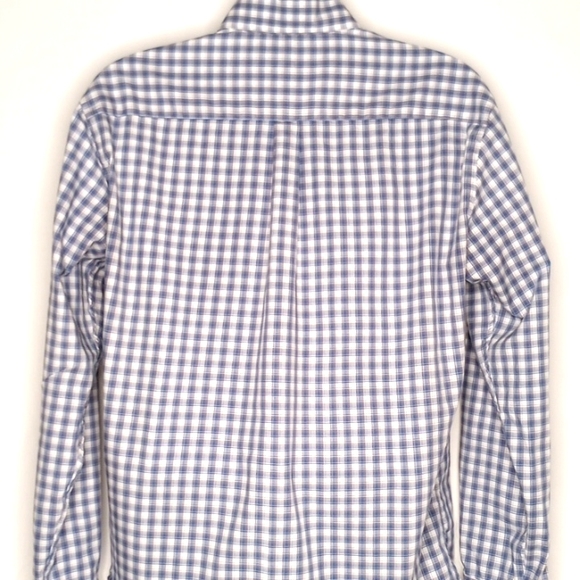 Peter Millar Men's Blue White Checkered Long Sleeve Button Down Shirt Large - Picture 6 of 9